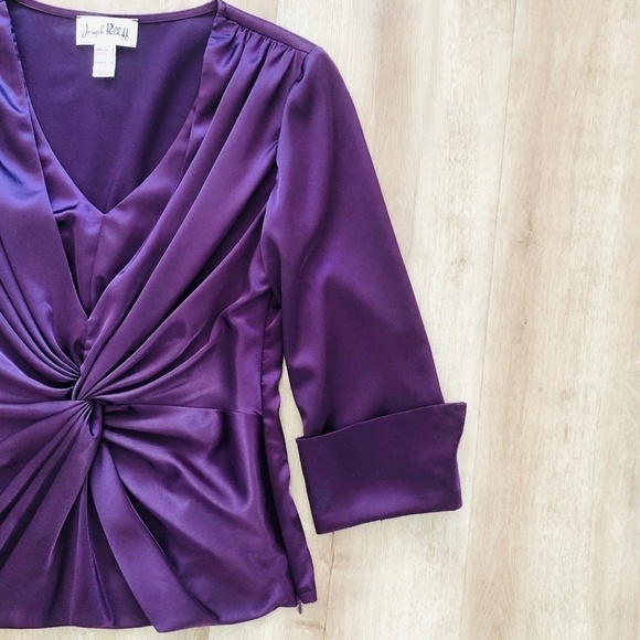 Joseph Ribkoff, Purple, Satin, Twist Front, Top, Blouse, Size 6, Nice Condition - Picture 7 of 12